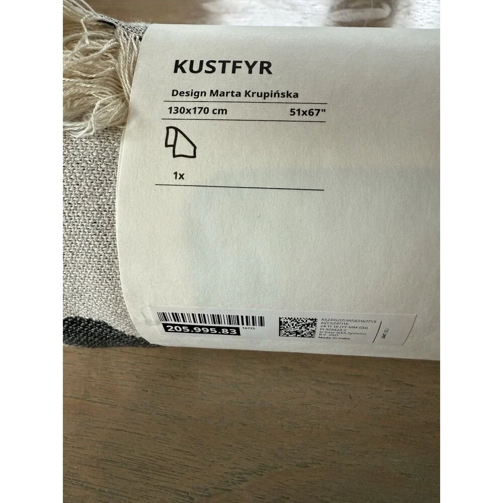 Ikea Ghost Throw Blanket Ghosts NEW Cotton 51 x 67 Halloween Black White Kustfyr